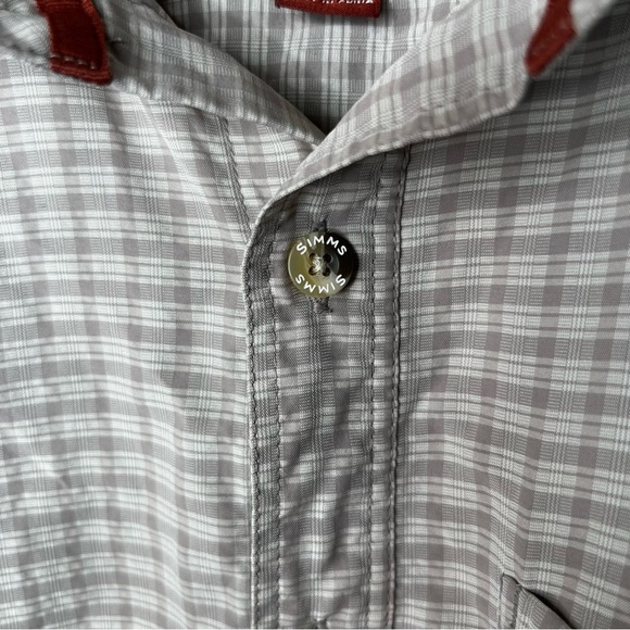 Simms Shirt Tan Plaid Checkered Button Down Fishing Outdoors Plaid Hiking Small - Picture 3 of 10